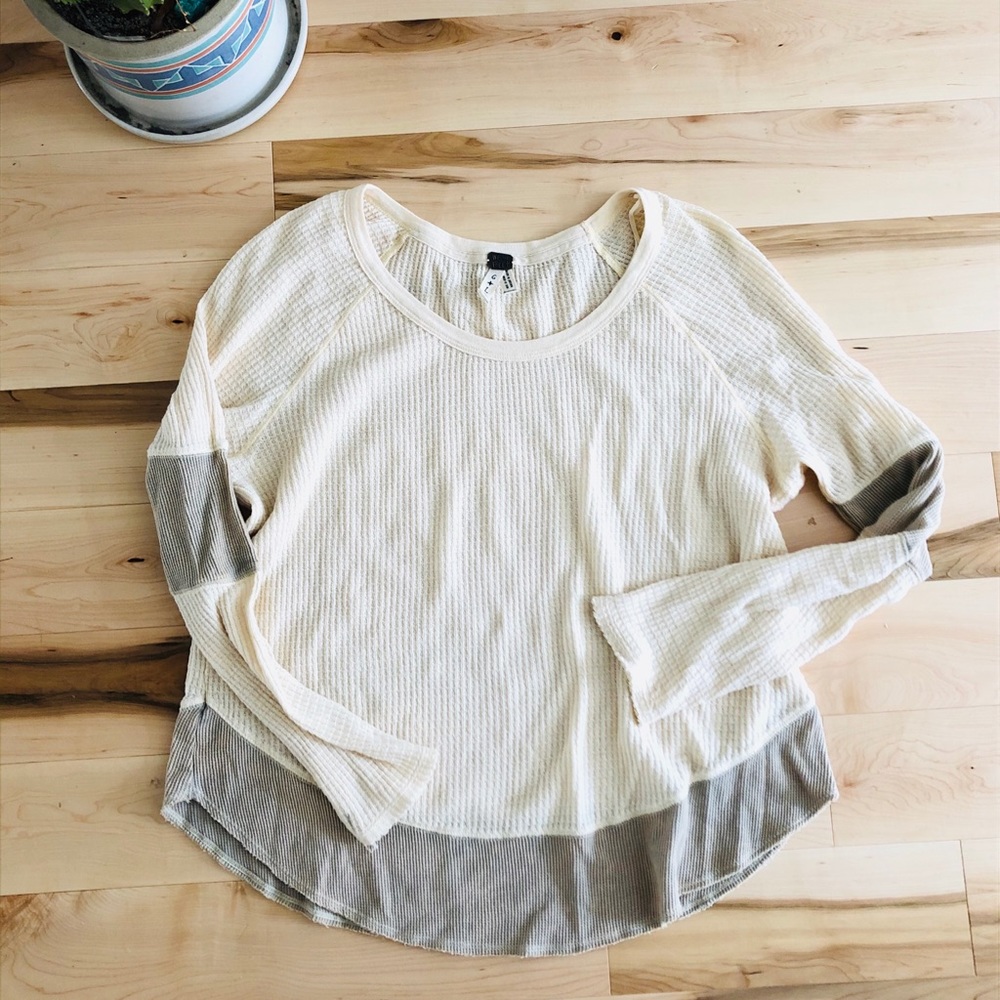 Free People cream long sleeve top. Size L